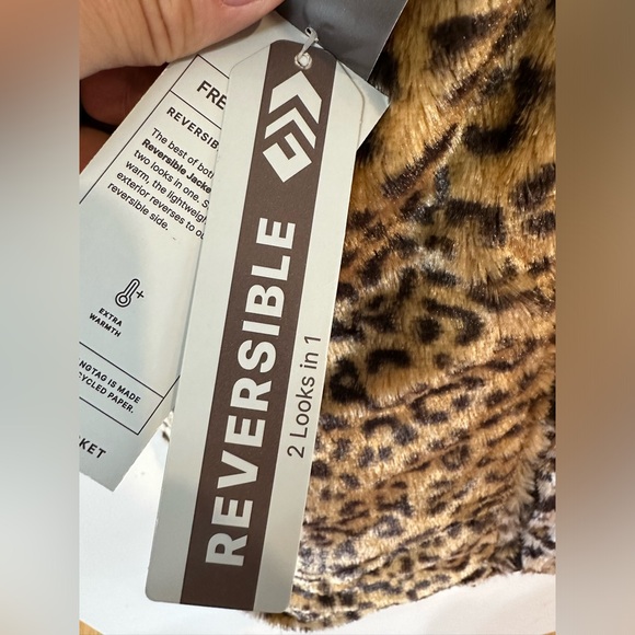 Free Country Girls Leopard/Black Reversible Winter Jacket NWT Size XL 16 - Picture 4 of 8